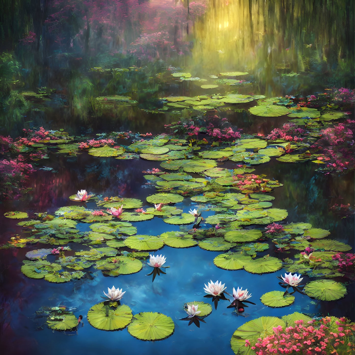 Lilly Pad Pond, a large format Diamond Painting Kit available by special order, from Diamond Art Emporium.