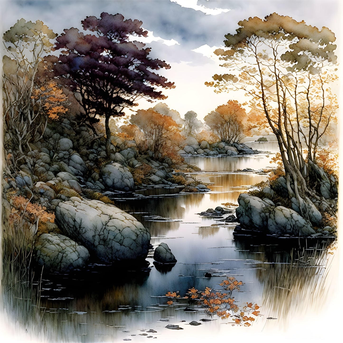 Rocky Cove, a large format Diamond Painting Kit available by special order, from Diamond Art Emporium.