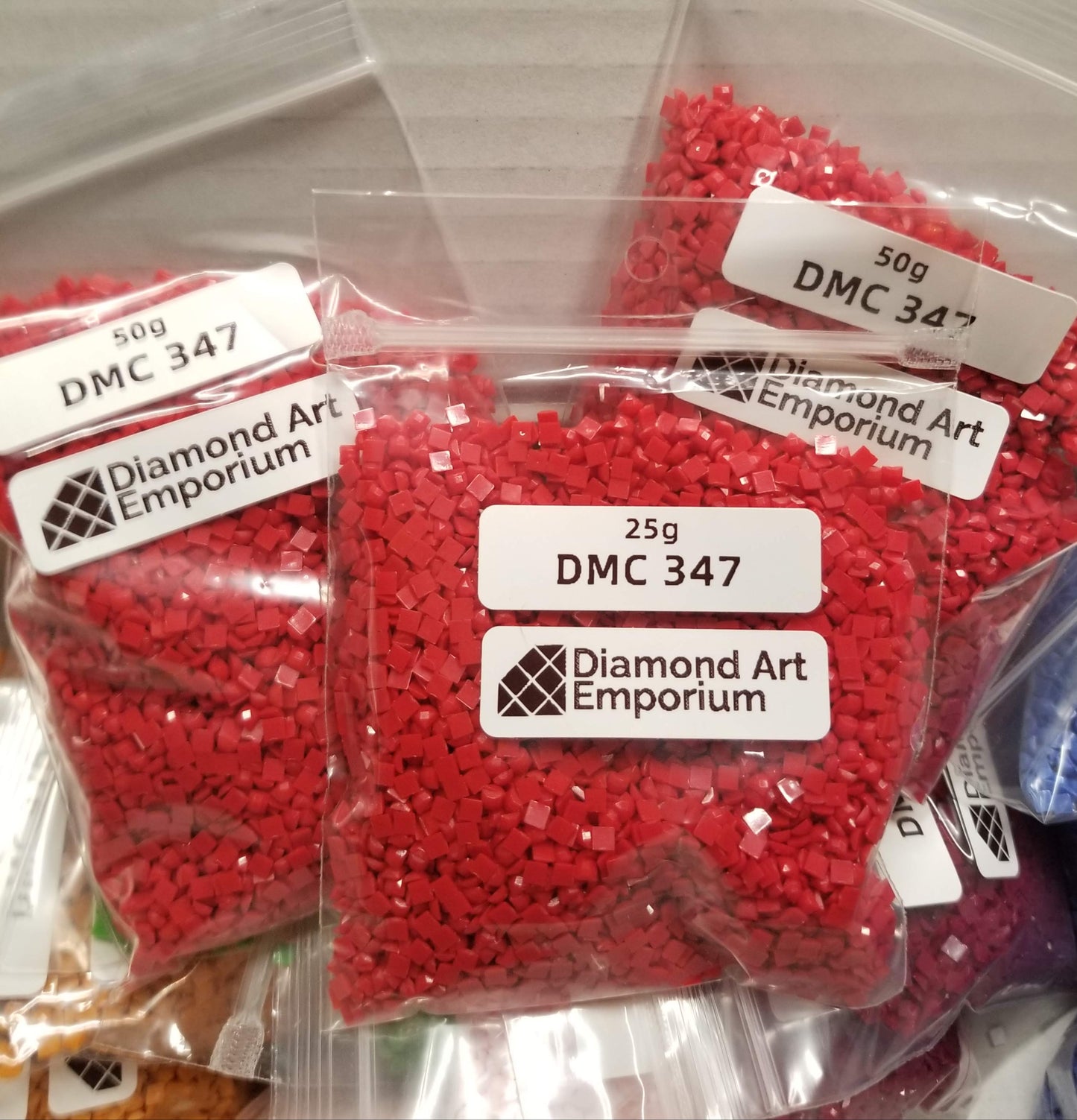 Square Acrylic Diamonds (Group 2) DMC Colors 347 350 368 372 400 413 415 420 437 451