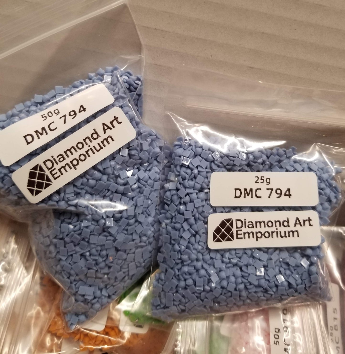 Square Acrylic Diamonds (Group 4) DMC Colors 613 640 644 646 648 712 732 747 775 777