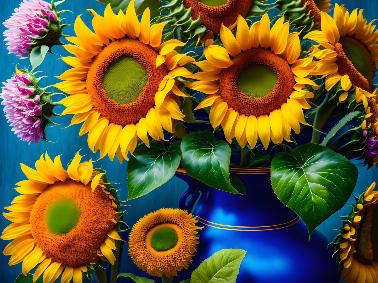Smiling Sunflowers, a large format Diamond Painting Kit available by special order, from Diamond Art Emporium.