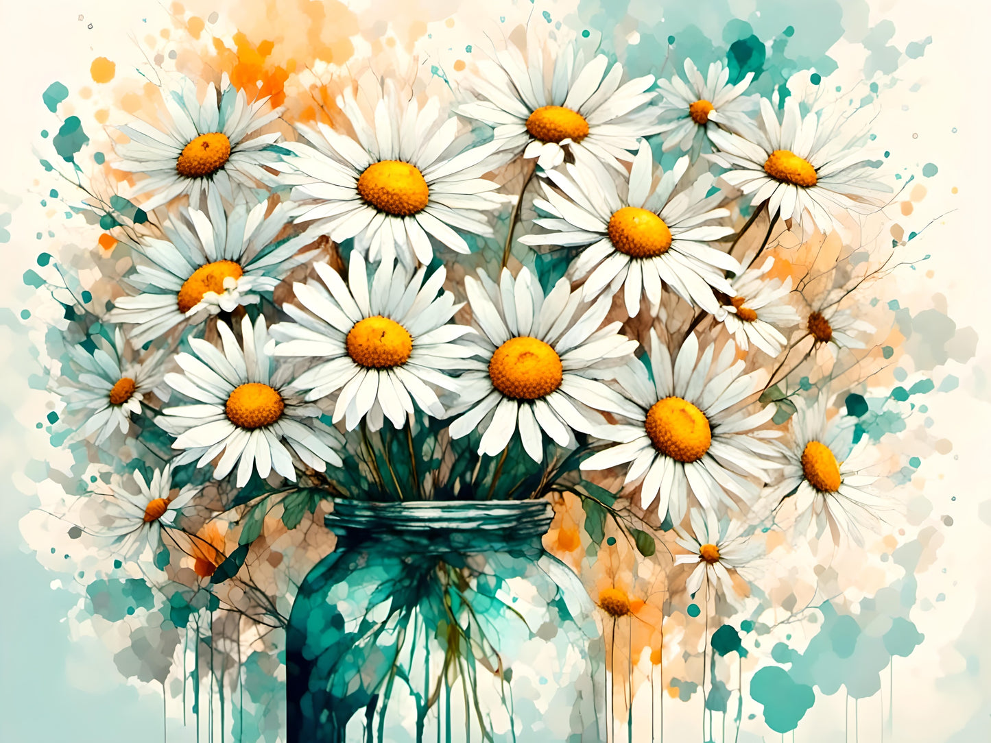 Vase of Daisies, a large format Diamond Painting Kit available by special order, from Diamond Art Emporium.