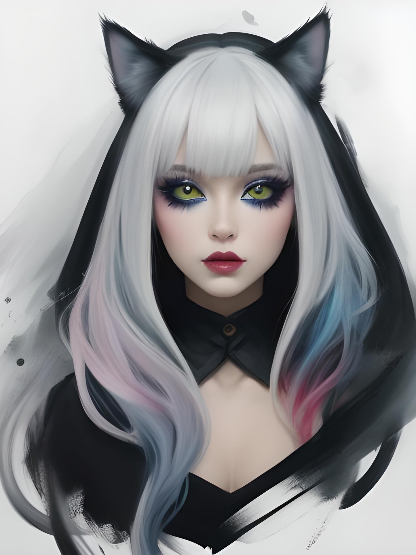 Cat Girl, a large format Diamond Painting Kit available by special order, from Diamond Art Emporium.