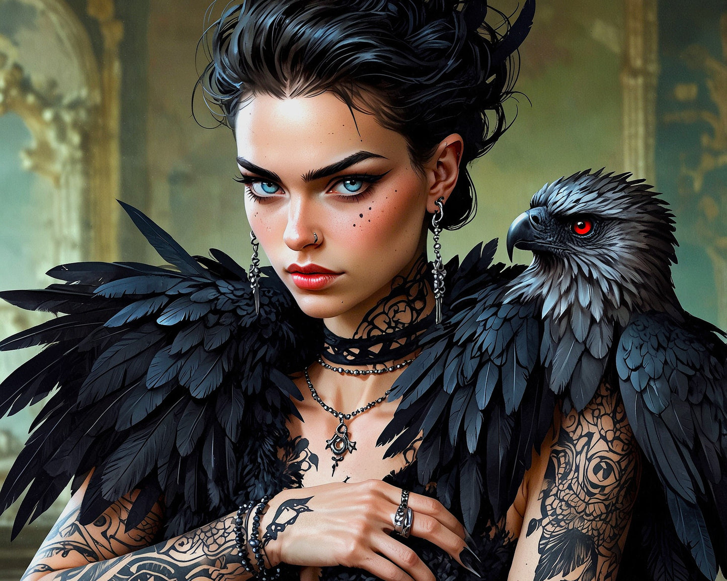 Lady BlackHawk, by Kristin S Block, a diamond painting kit from Diamond Art Emporium