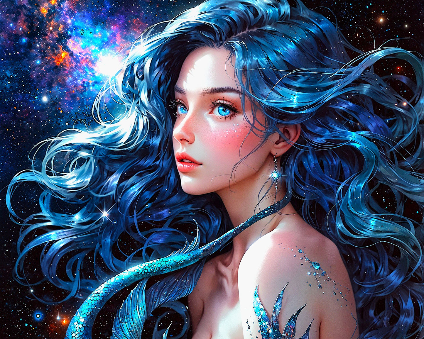 Midnight Mermaid, by Kristin S Block, a diamond painting kit from Diamond Art Emporium