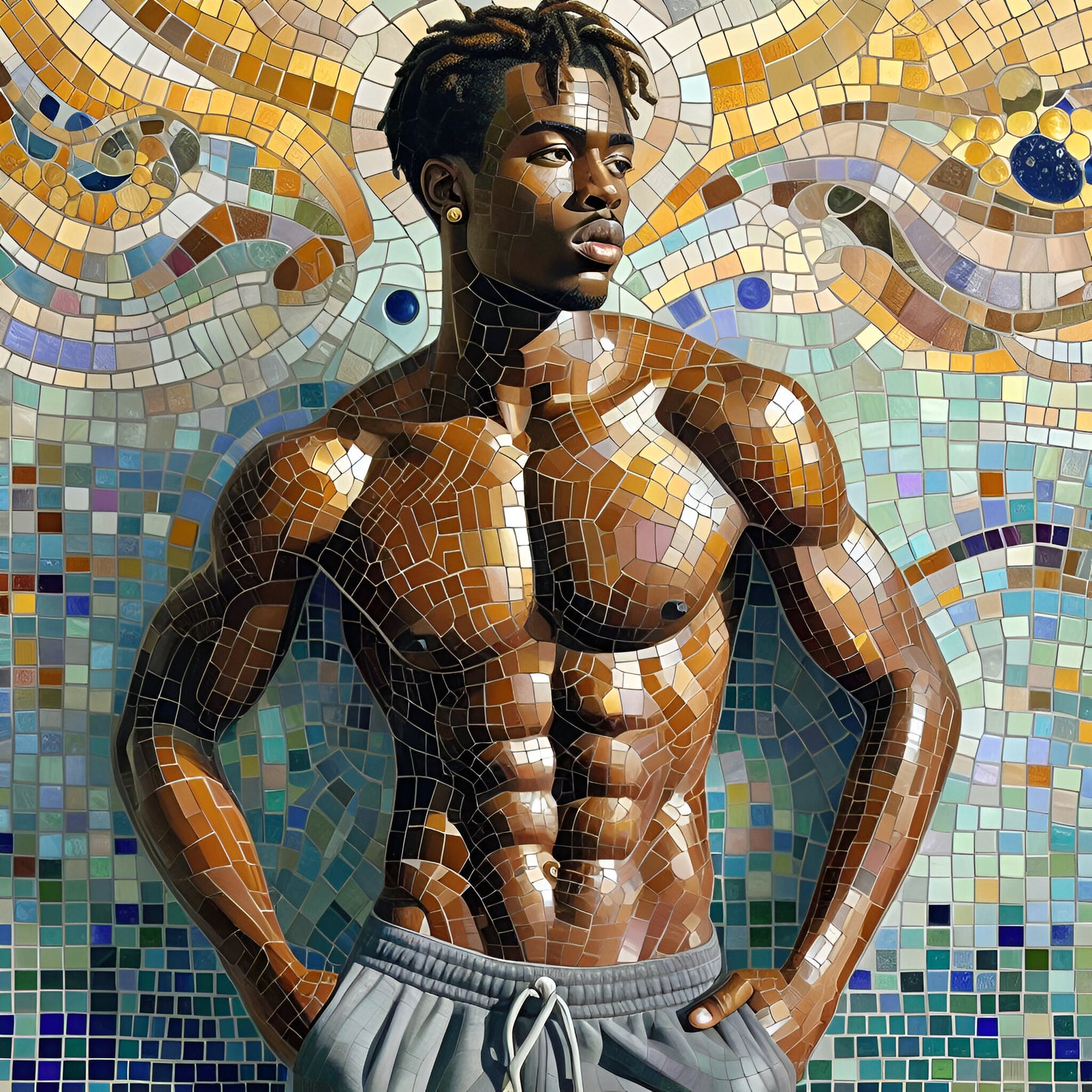 Art Boy 81, Large format, Original diamond painting kit, 40x40cm or 50x50cm in round or square diamonds