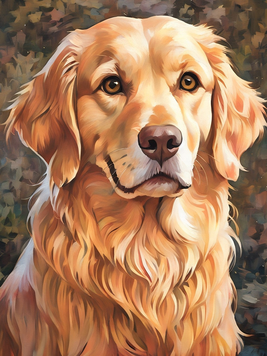 Baxter the Golden Retriever, a diamond painting kit, original art by Kristin S Block and Diamond Art Emporium