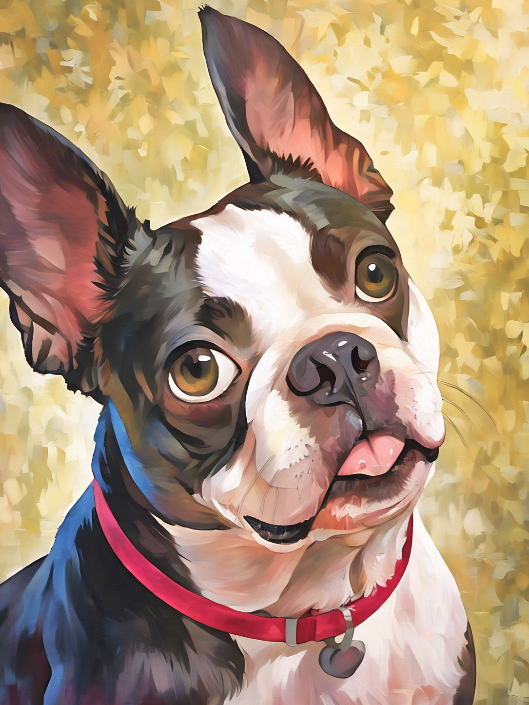 Bobby the Boston Terrier, a diamond painting kit, original art by Kristin S Block and Diamond Art Emporium
