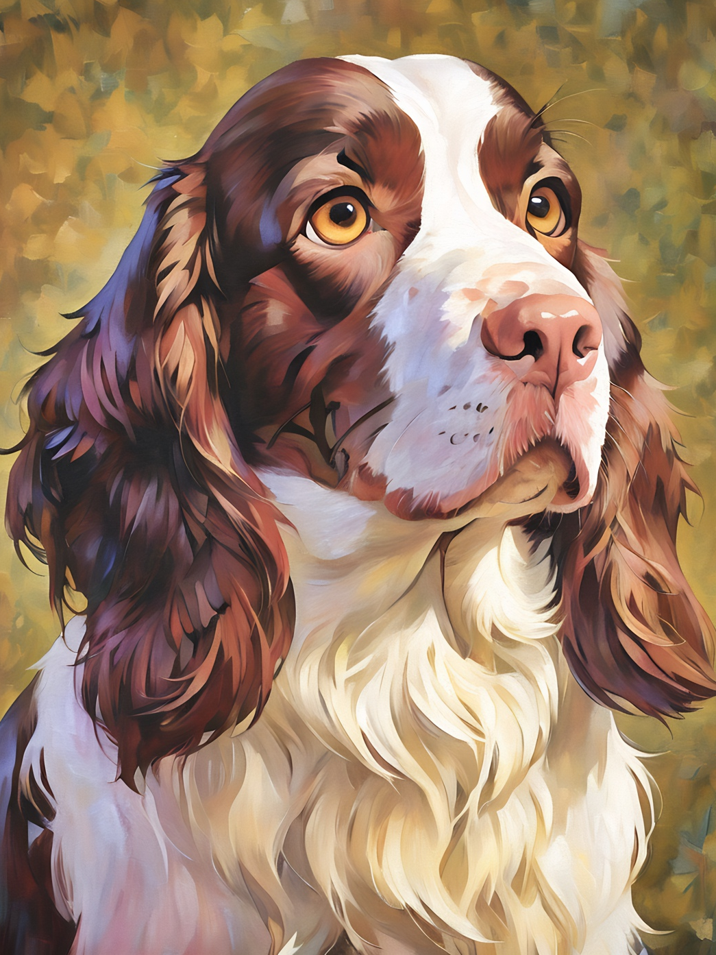 Casey the Springer Spaniel, a diamond painting kit, original art by Kristin S Block and Diamond Art Emporium
