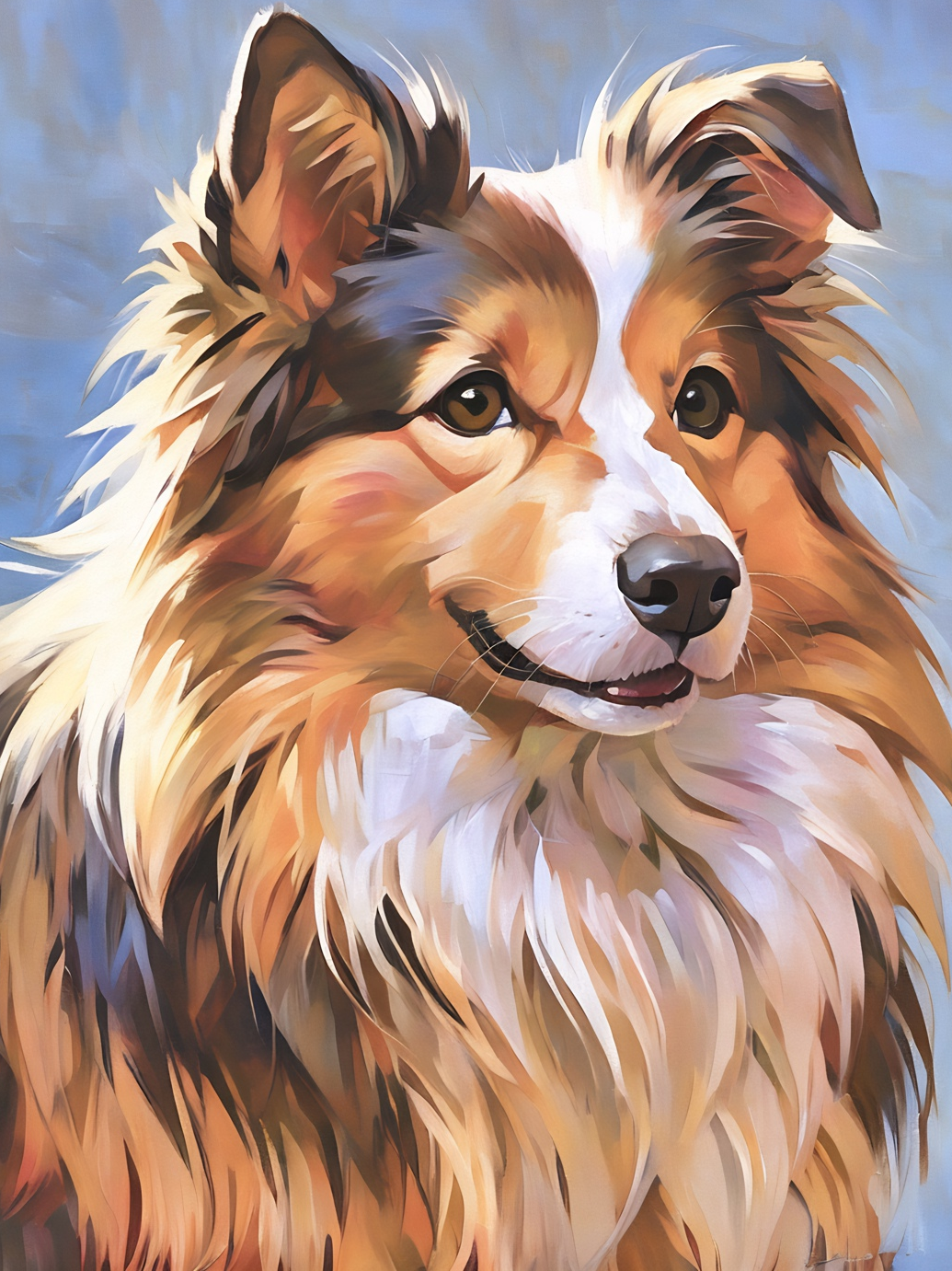 Frank the Shetland Sheep Dog, a diamond painting kit, original art by Kristin S Block and Diamond Art Emporium