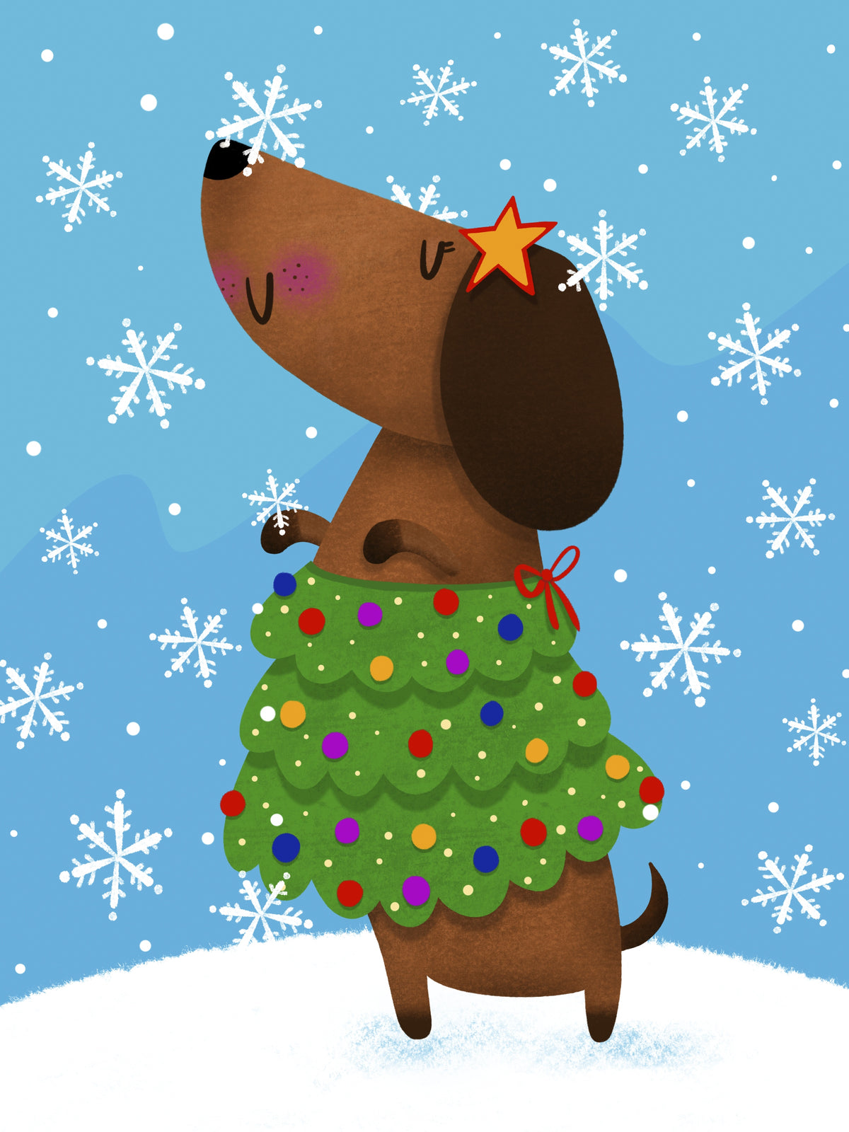 Dachshund Dog Xmas Tree, Large Format Premium Diamond Painting Kit, Choose Resin Square or Acrylic Round Diamonds