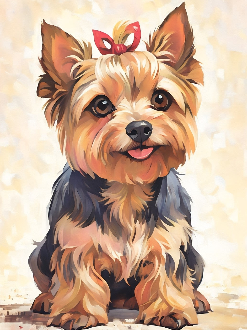 Gizmo the Yorkie, a diamond painting kit, original art by Kristin S Block and Diamond Art Emporium