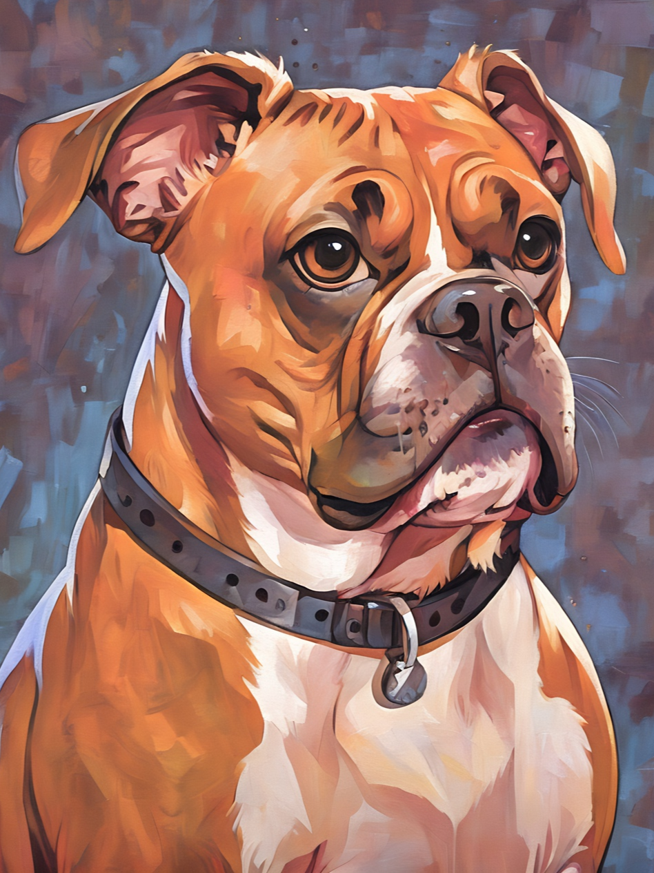 Jake the Boxer, a diamond painting kit, original art by Kristin S Block and Diamond Art Emporium