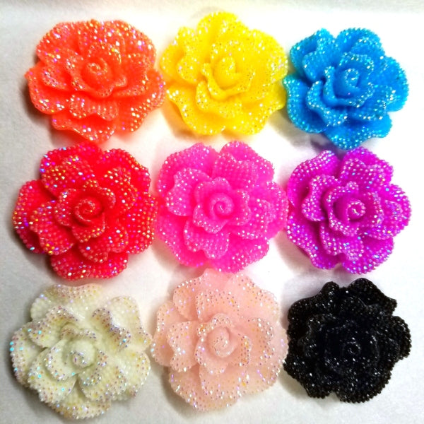 Rose Cover Minders, Extra Large 45mm, Rhinestone Surface Effect, Aurora Borealis