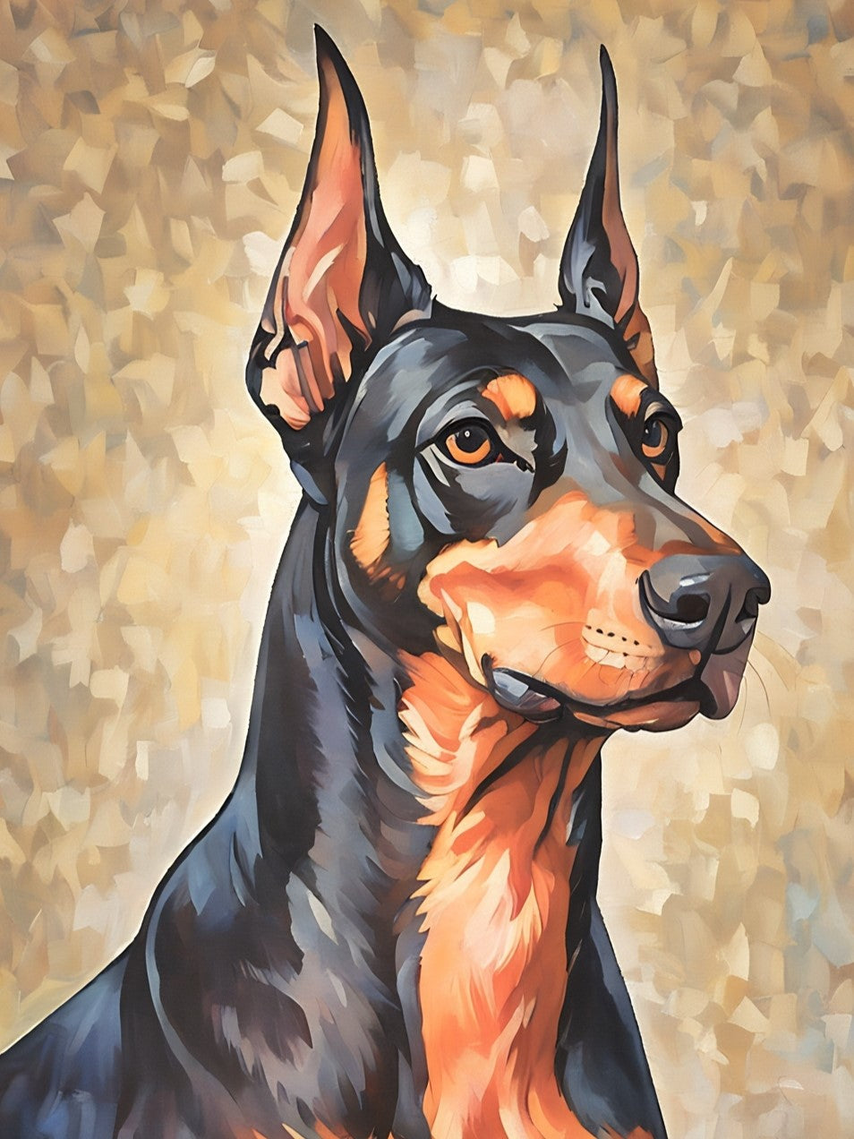 Lars the Doberman, a diamond painting kit, original art by Kristin S Block and Diamond Art Emporium