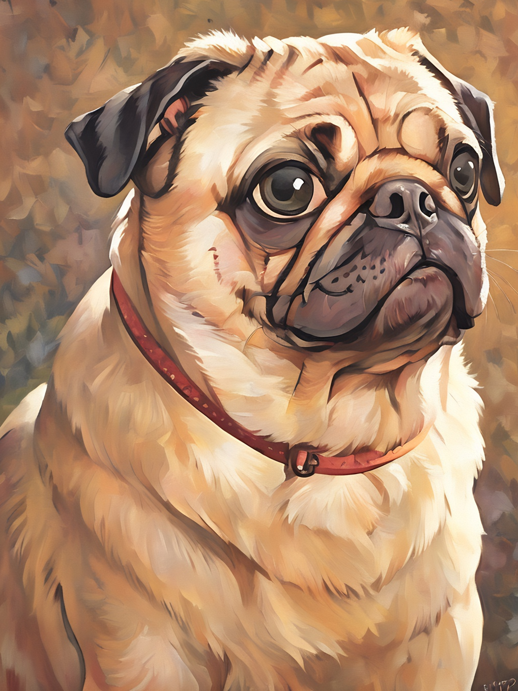 Opie the Pug, a diamond painting kit, original art by Kristin S Block and Diamond Art Emporium