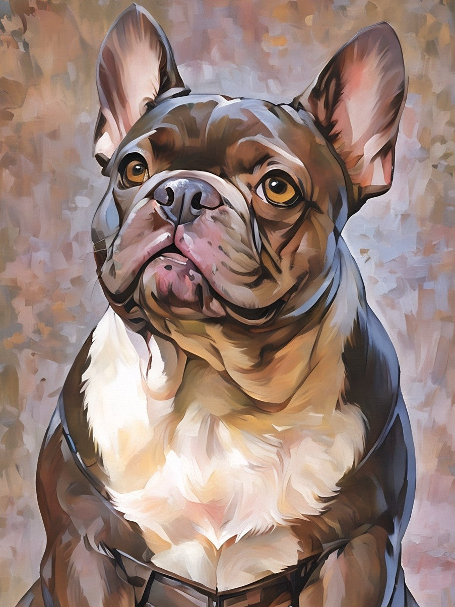 Pierre the French Bulldog, a diamond painting kit, original art by Kristin S Block and Diamond Art Emporium