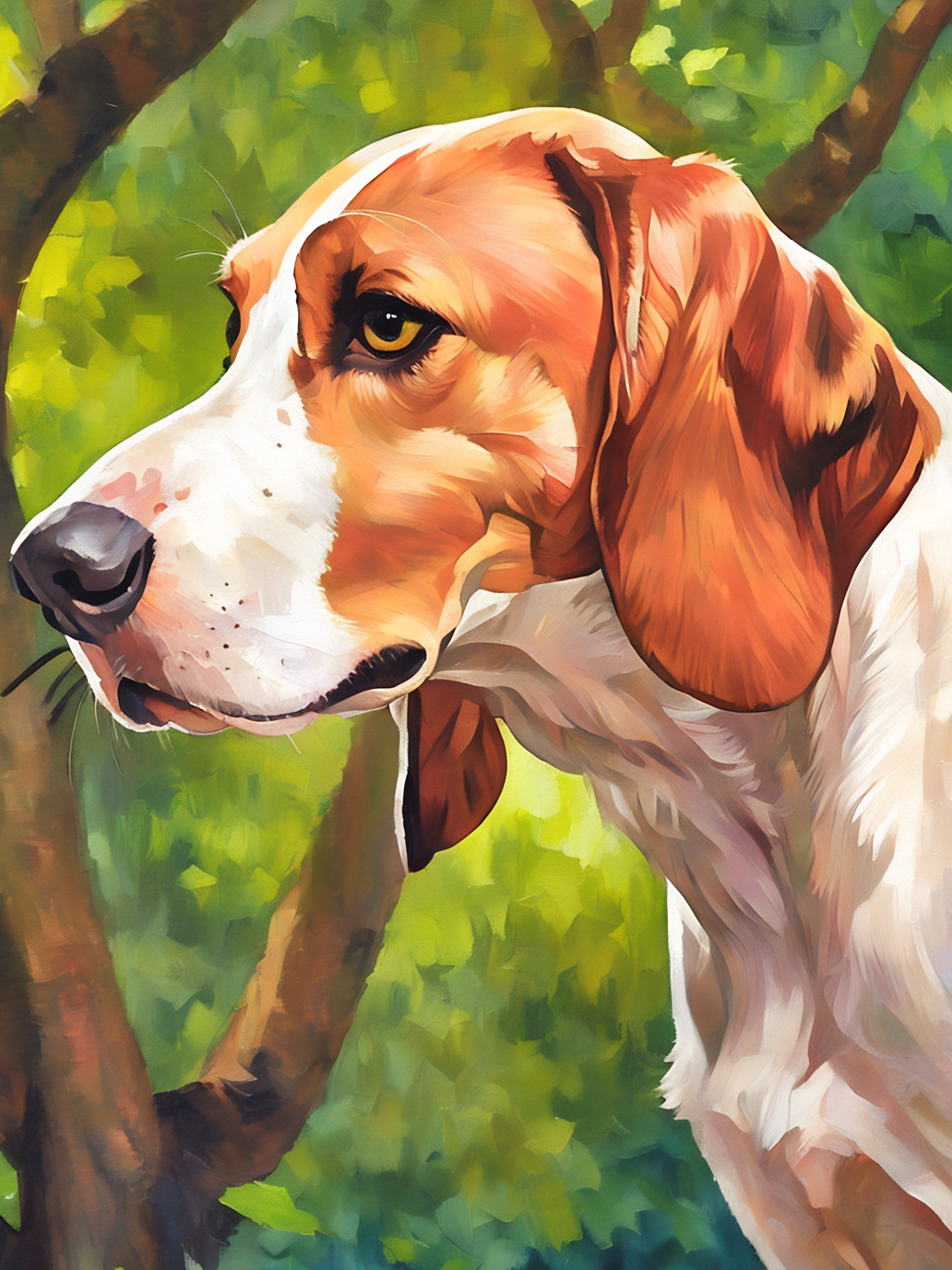 Ricky the Treeing Walker Coon Hound, a diamond painting kit, original art by Kristin S Block and Diamond Art Emporium