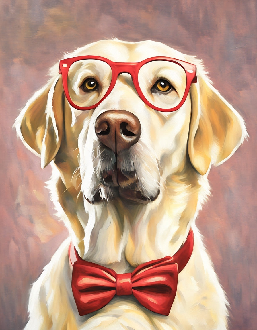 Smarty Yellow Lab, a diamond painting kit, original art by Diamond Art Emporium