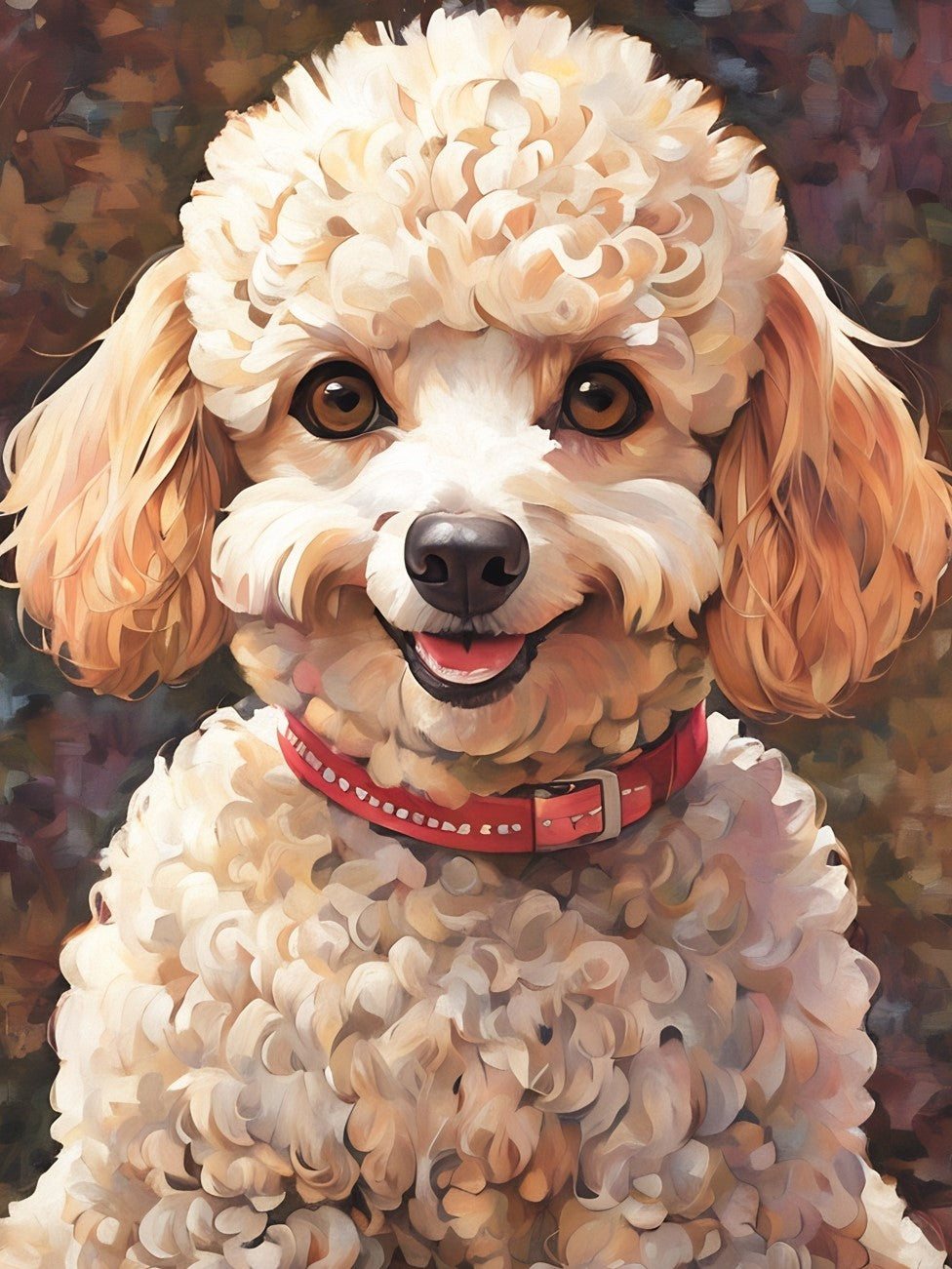 Trixie the Toy Poodle, a diamond painting kit, original art by Kristin S Block and Diamond Art Emporium