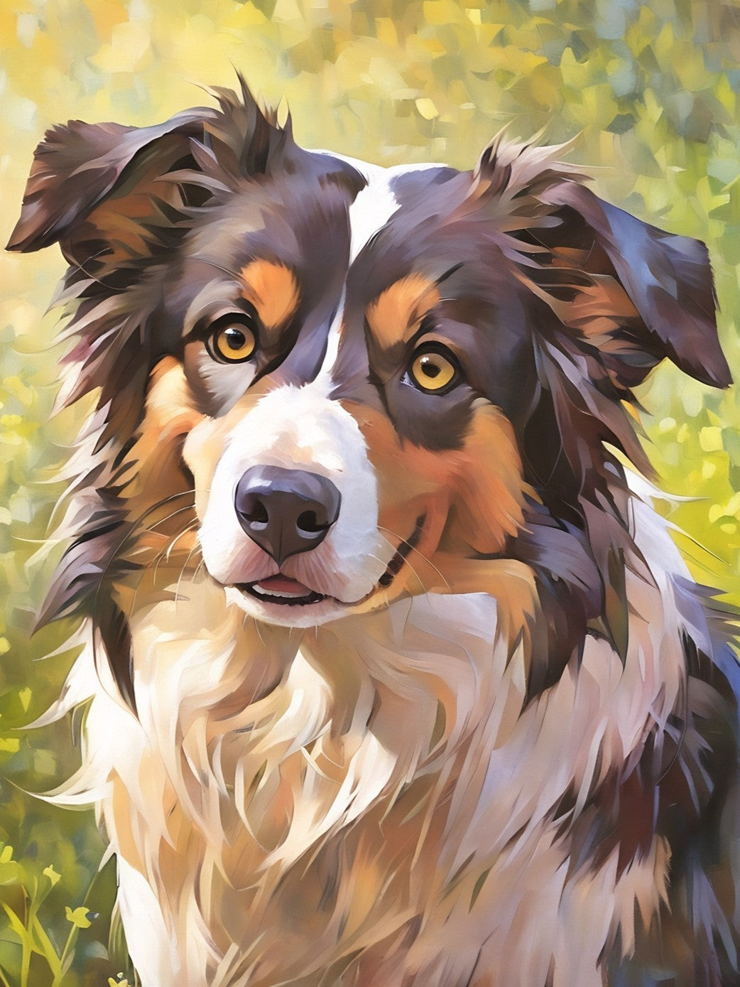 Yoda the American Shepherd, a diamond painting kit, original art by Kristin S Block and Diamond Art Emporium