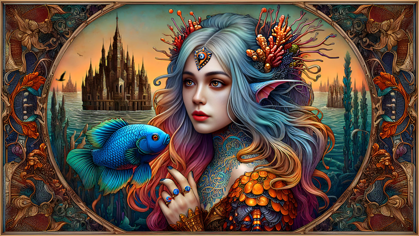 Corallina, a large format Diamond Painting Kit available by special order, a WandererDee exclusive image for Diamond Art Emporium.