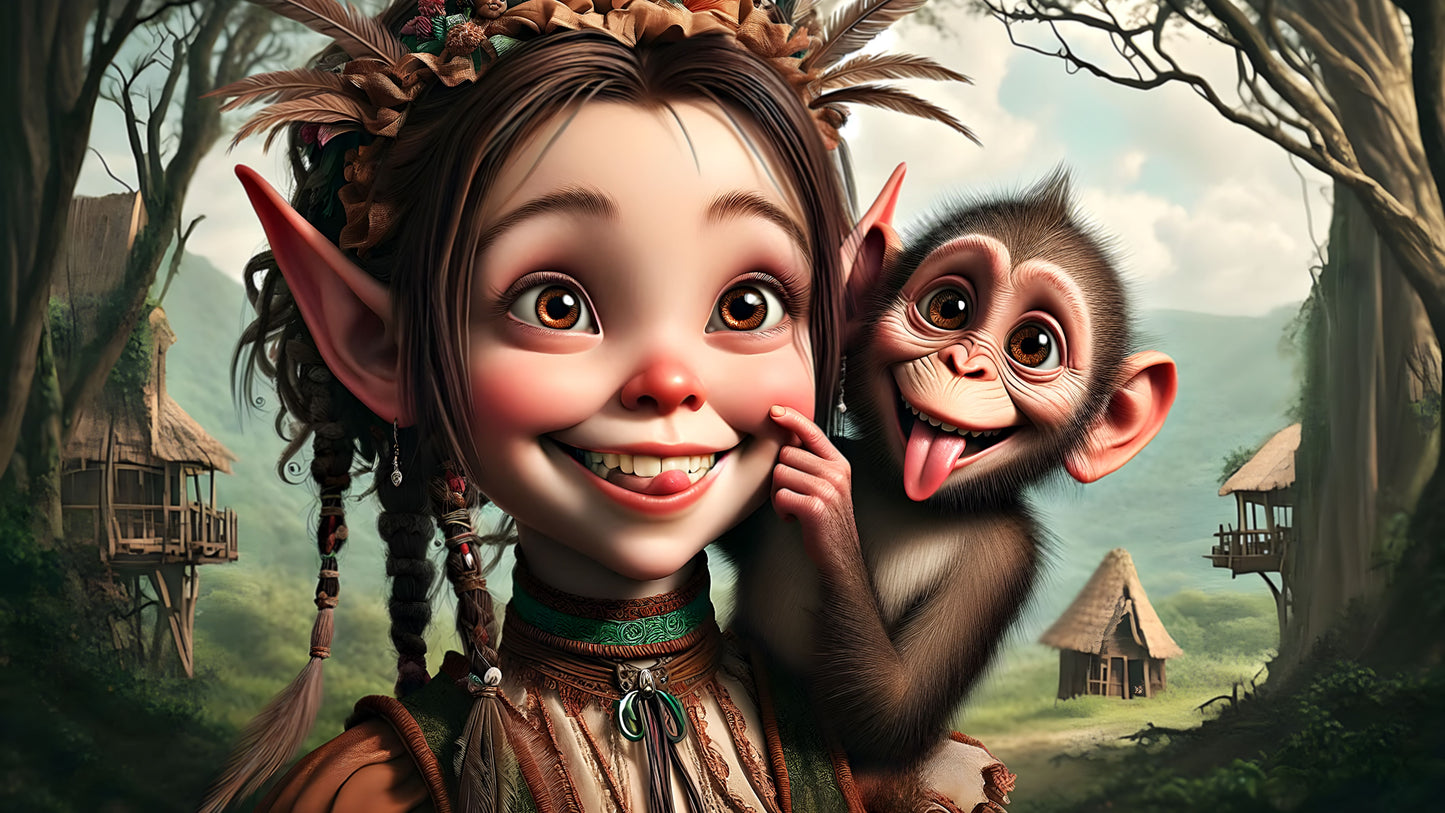 Monkey Business, a large format Diamond Painting Kit available by special order, a WandererDee exclusive image for Diamond Art Emporium.