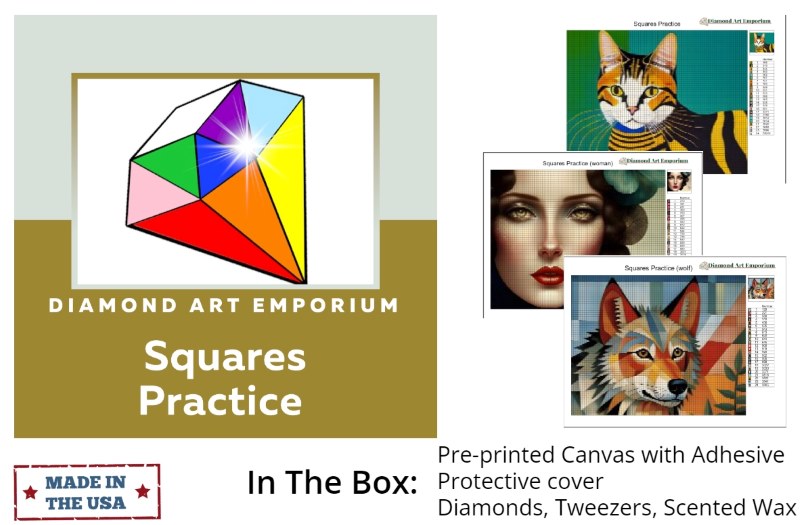 Squares Practice, a diamond painting kit to build confidence and skills for diamond painting.