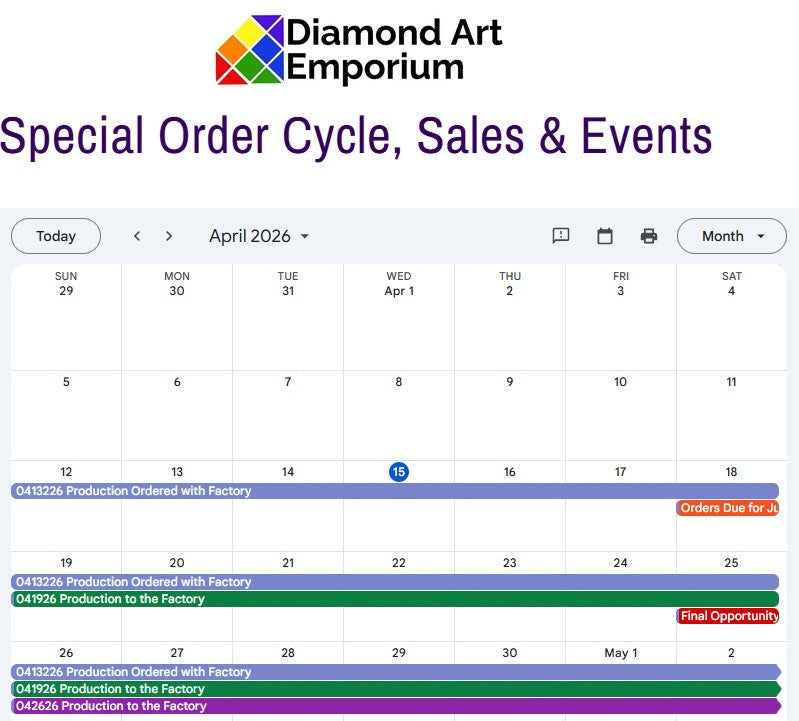 The Special Order Calendar from Production to Delivery- No Mystery!