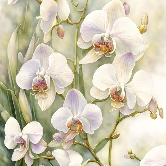 Watercolor Orchids, a large format Diamond Painting Kit available by special order, from Diamond Art Emporium.