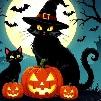 Hello-ween Kitty | Halloween Diamond Painting Event Kit, 40x40cm