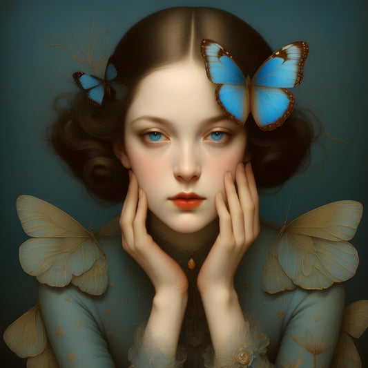 Blue Butterfly, a large format Diamond Painting Kit available by special order, from Diamond Art Emporium.