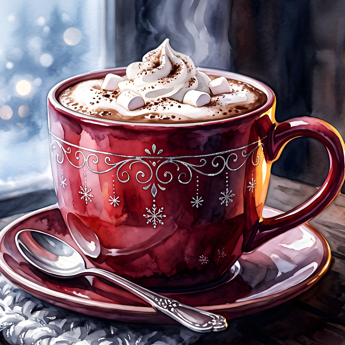 Red Cuppa| Compact Premium Diamond Painting Kit, 40x40cm