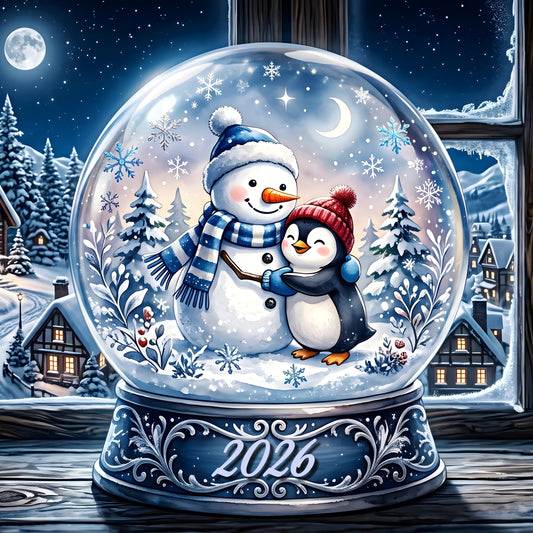 Snowglobe, Large Format Premium Diamond Painting Kit, Choose Resin Square or Acrylic Round Diamonds