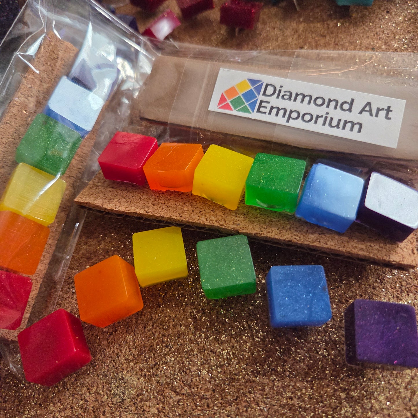 Hand Poured Push Pins, Rainbow and assorted Glitter Colors in Sets