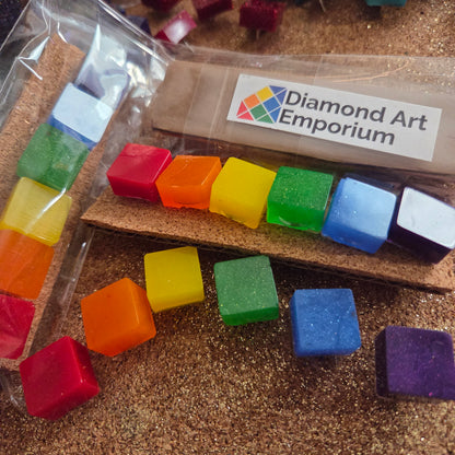 Hand Poured Push Pins, Rainbow and assorted Glitter Colors in Sets