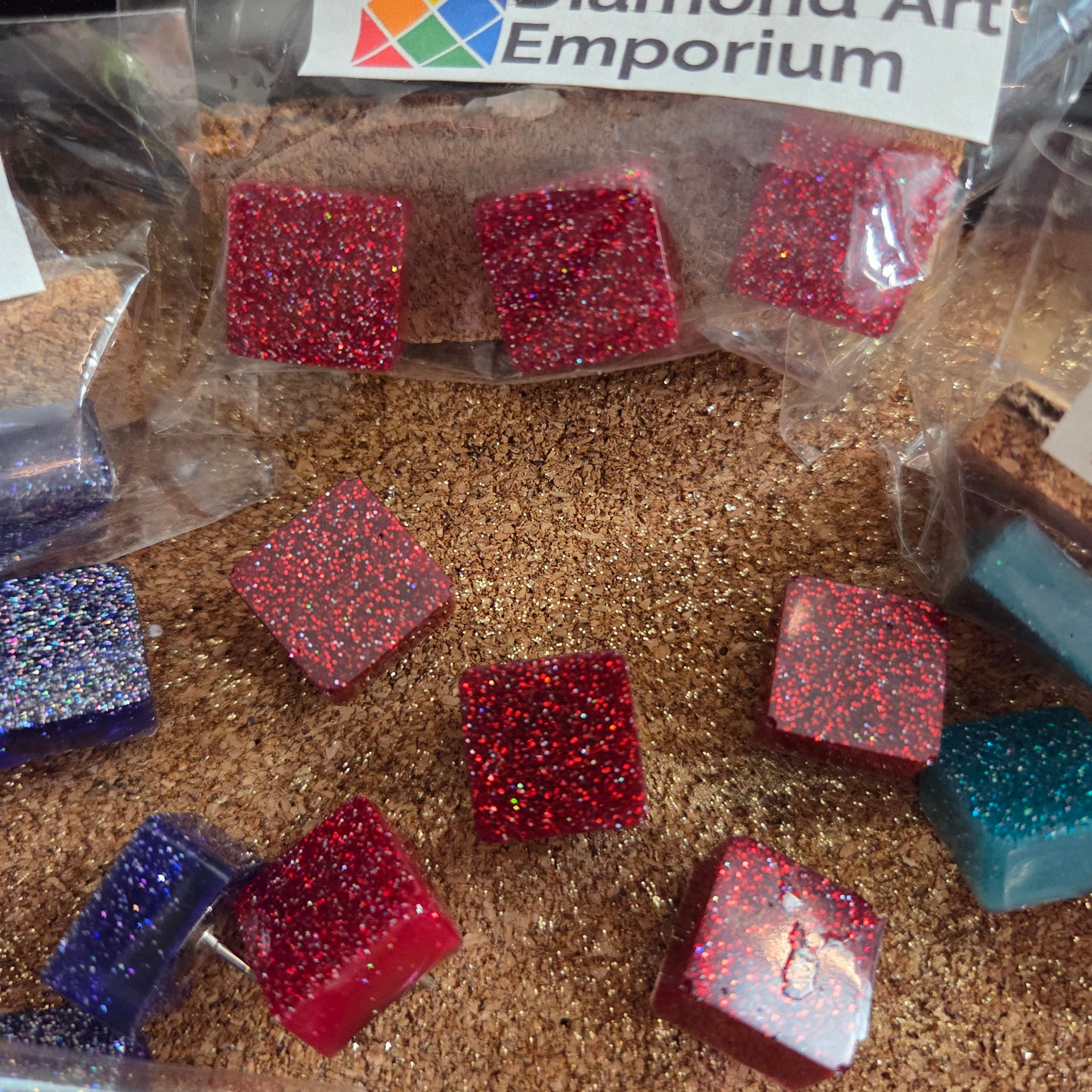 Hand Poured Push Pins, Rainbow and assorted Glitter Colors in Sets