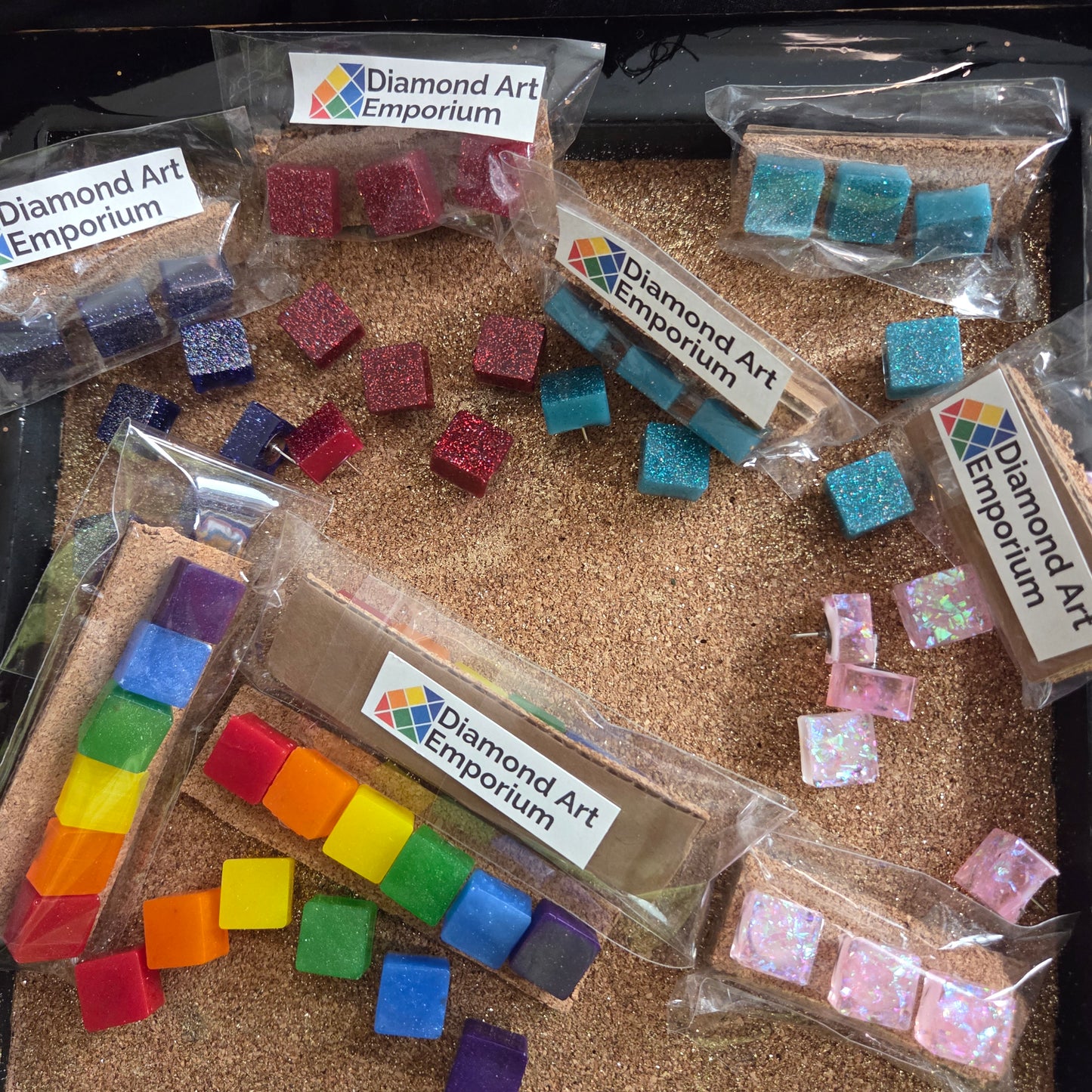 Hand Poured Push Pins, Rainbow and assorted Glitter Colors in Sets