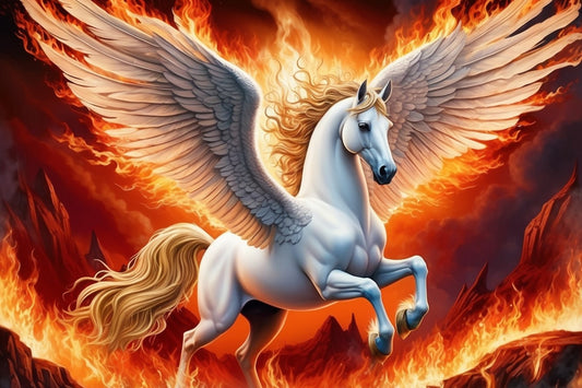 Pegasus Rising, by Kristin S Block, a diamond painting kit available by special order from Diamond Art Emporium