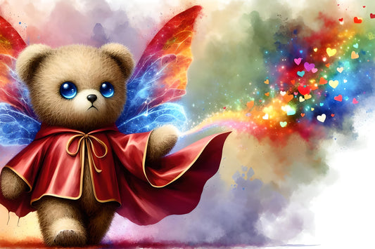 Rainbow Bear, a large format Diamond Painting Kit available by special order, from Diamond Art Emporium.