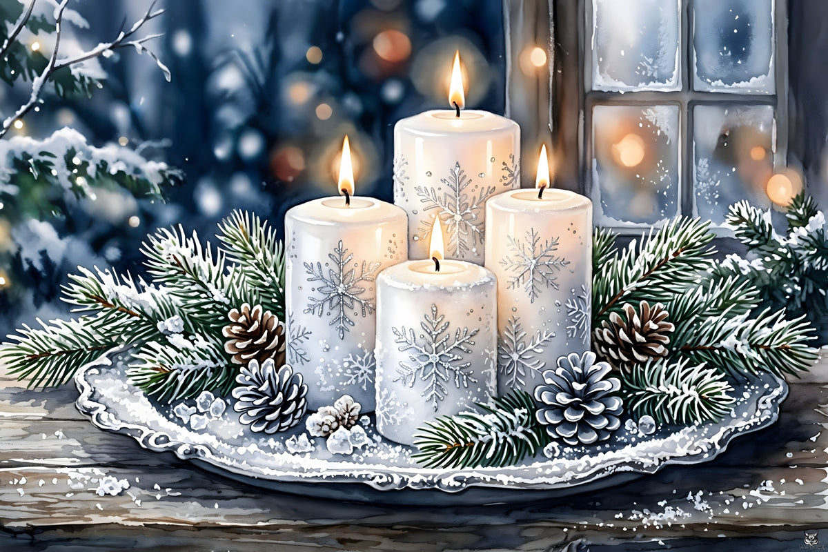 Winter White, Large Format Premium Diamond Painting Kit, Choose Resin Square or Acrylic Round Diamonds