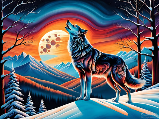Wolf's Aura, a large format Diamond Painting Kit available by special order, from Diamond Art Emporium.