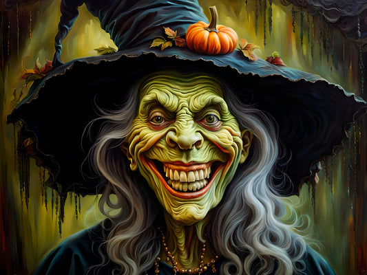 Sweet Witch, a large format Diamond Painting Kit available by special order from Diamond Art Emporium