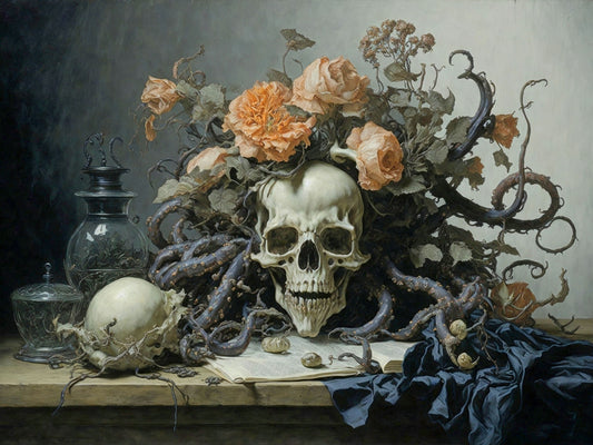Deathly Still Life, a large format Diamond Painting Kit available by special order, from Diamond Art Emporium.