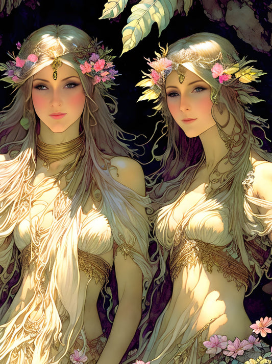 Elven Twins, a large format Diamond Painting Kit available by special order, from Diamond Art Emporium.