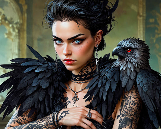 Lady BlackHawk, by Kristin S Block, a diamond painting kit from Diamond Art Emporium