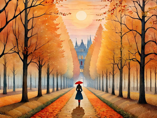 Autumn Stroll, a Diamond Painting Kit available by special order, exclusively from Diamond Art Emporium