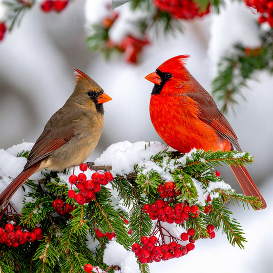 Cardinals, by Alayne Rae Mullen available by special order, exclusively from Diamond Art Emporium