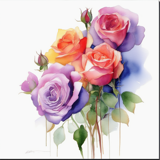 Watercolor Roses, a large format Diamond Painting Kit available by special order, a Diamond Art Emporium Exclusive