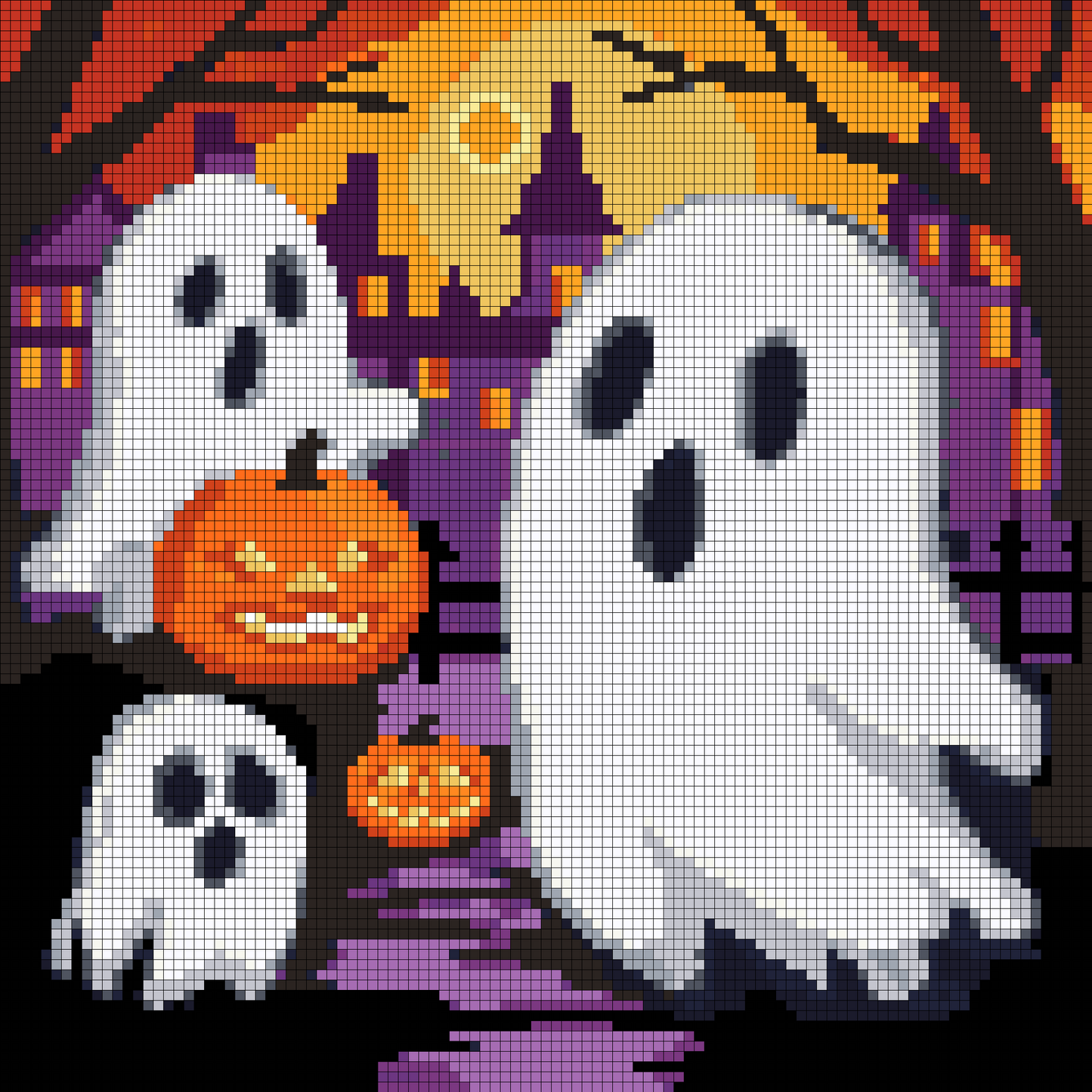Ghostlings, New Halloween Snax,30x30cm Round Diamond Painting Kit with Aurora Borealis Specials